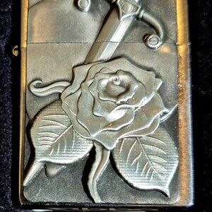 Cool Rose & Sword 3D Emblem Zippo Lighter